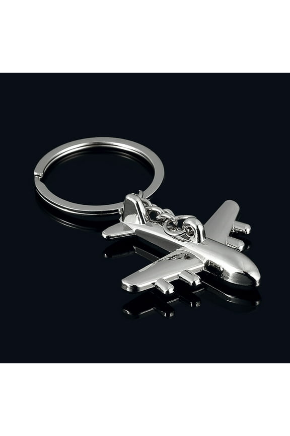 Creative 3D Simulation Model Airplane Plane Keychain Key Chain Ring Keyring-Silver