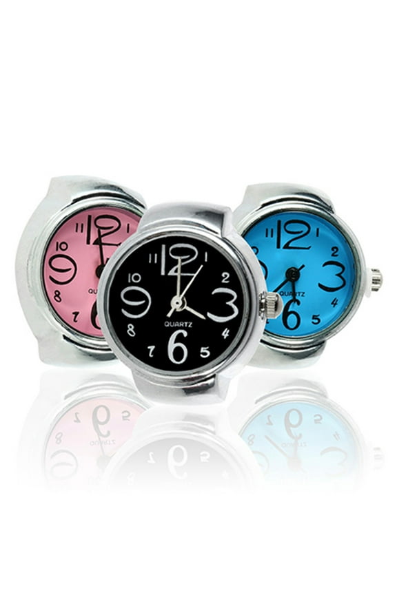 Finger Ring Watch Multifunctional Decorative Alloy Time Display Jewelry Accessories for Women,Blue