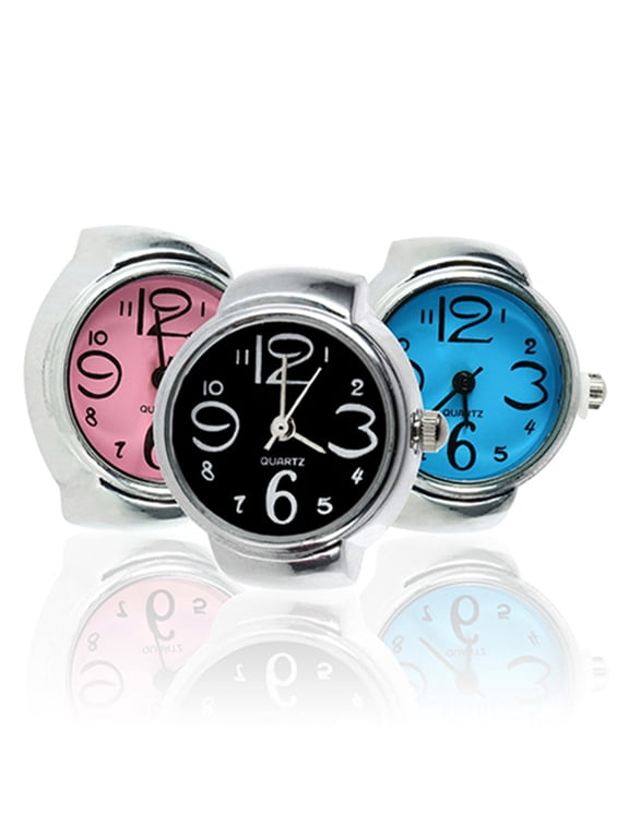 Finger Ring Watch Multifunctional Decorative Alloy Time Display Jewelry Accessories for Women,Blue
