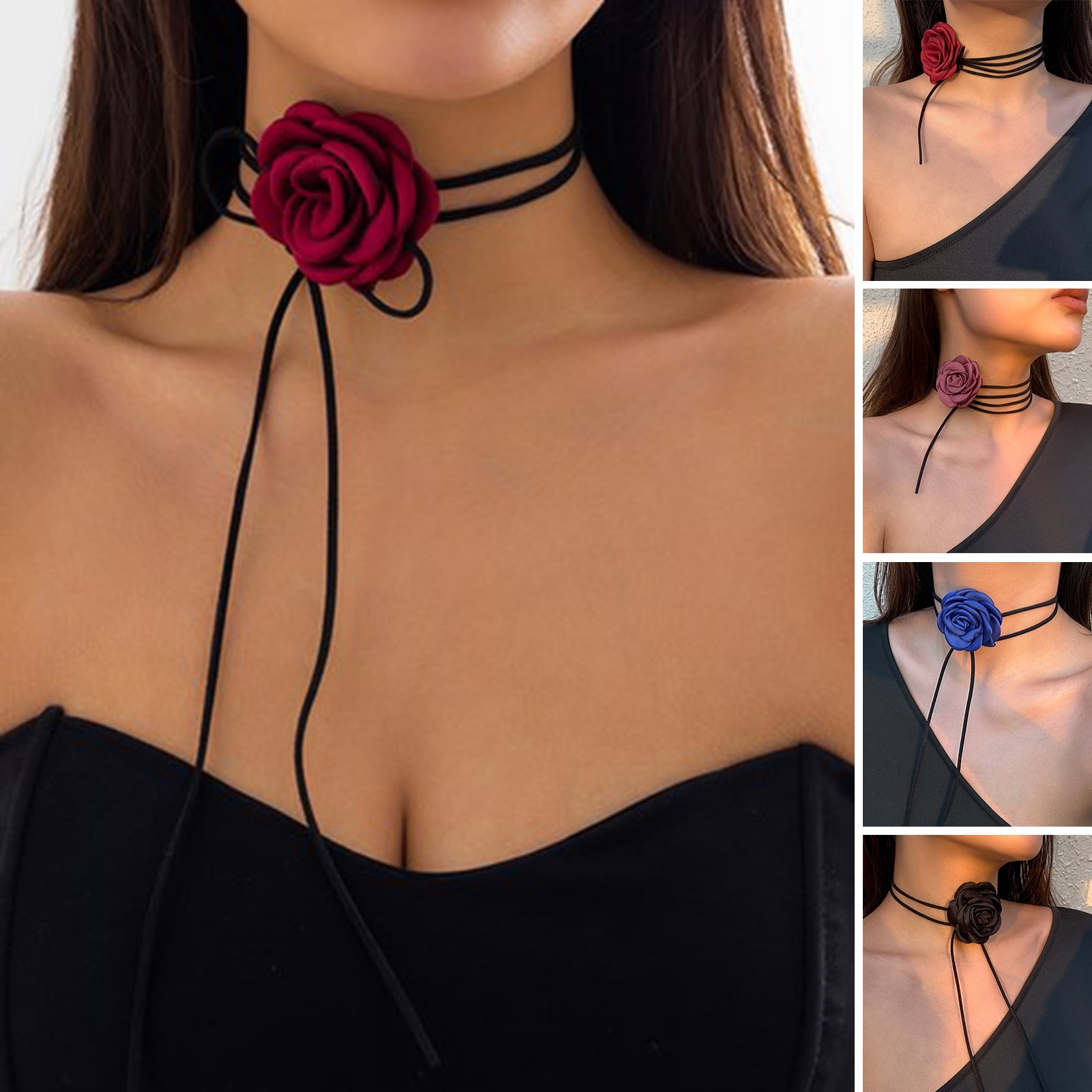 Buy Black Rose Glitter Necklace Black Flower Glitter Jewelry Online in  India - Etsy