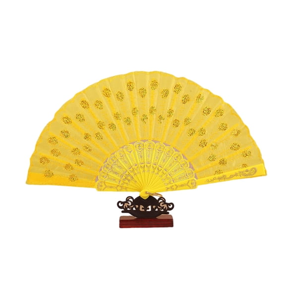 rygai Folding Fan Chinese Style Peacock Dance Fan Portable Traditional Handheld Fan Performance Props for Home