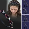 thumbnail image 1 of rygai Hair Hoop Band with Clips Non-slip Shiny Rhinestone Inlay Headdress Hairstyle Fixing Acrylic Women Girls Bangs Clip Headband Cute Headwear Hair Accessories,E, 1 of 8