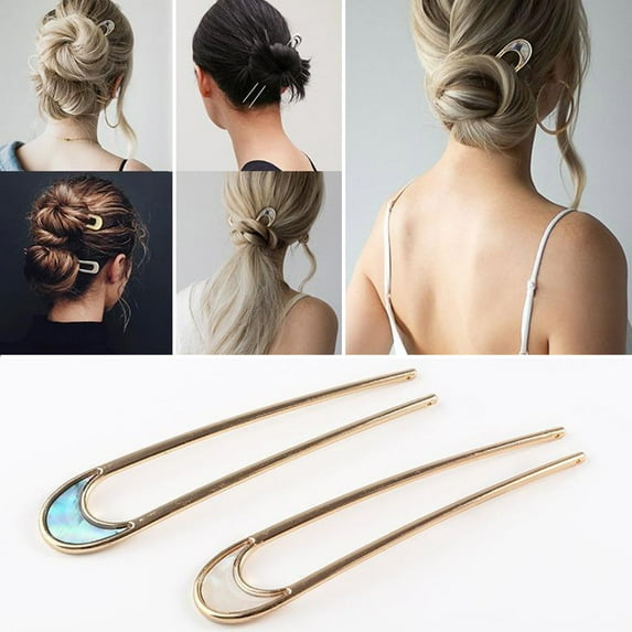 rygai Hair Sticks Temperament Anti-deformed Stainless Anti-rust Fix Hair U Shape Smooth Surface Women Hairpin Hair Accessories