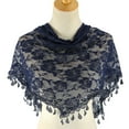 thumbnail image 1 of rygai Head Wrap Trendy Lightweight Hollow Portable Fine Workmanship Sunscreen Nylon Lace Tassel Triangle Head Wrap Summer Accessory,Navy Blue, 1 of 7