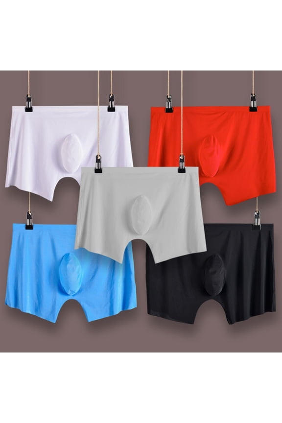 Ice Silk Men Boxers U Convex Design Breathable Mid Waist Men Underpants for Daily Wear ,White 3XL