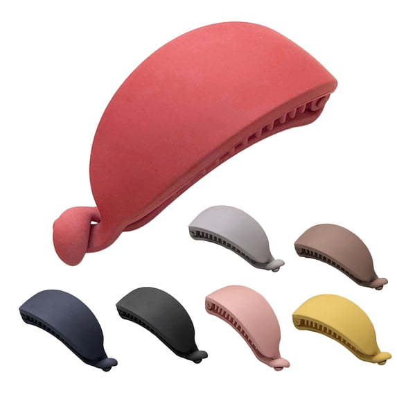 rygai Korean Style Candy Color Non-Slip Hair Claw Sweet Banana Shape Matte Hair Clip Hair Accessories,Pink