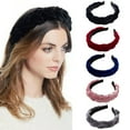 thumbnail image 1 of rygai Korean Style Non-slip Knotted Women Headband Solid Color Wide Heightened Sponge Hair Hoop Hair Ties,Pink, 1 of 8