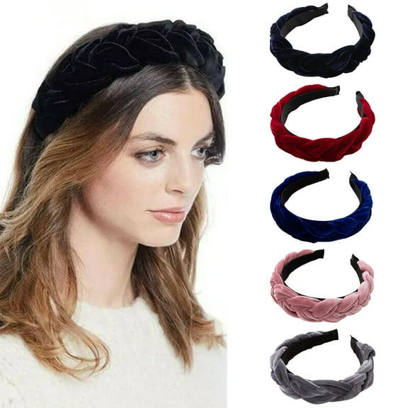 rygai Korean Style Non-slip Knotted Women Headband Solid Color Wide Heightened Sponge Hair Hoop Hair Ties,Pink