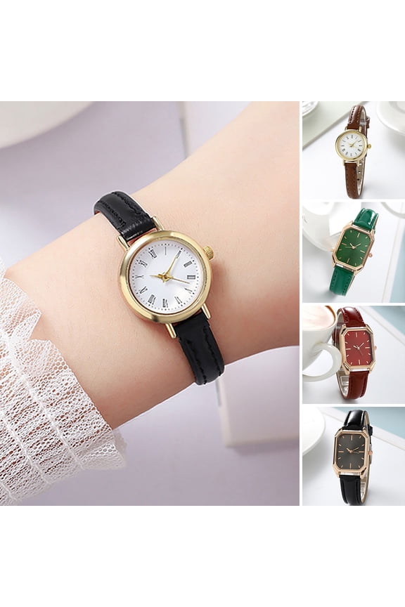Ladies Watch Accurate Thin Strap Delicate Vintage Ultra-small Dial Decoration Alloy Academy Style Quartz Watch Clothing Gift,Black & White