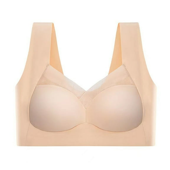 rygai Lady Bra Push Up Seamless Thin Wire Free No Constraint Women Brassieres Daily Wear Clothes ,Skin Color,XL