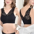 thumbnail image 1 of rygai Lady Bra Solid Color Wireless Lace See-through Hollow Out Push Up V Shape Back No Constraint Padded Brassiere Female Garment,Black,One Size, 1 of 8