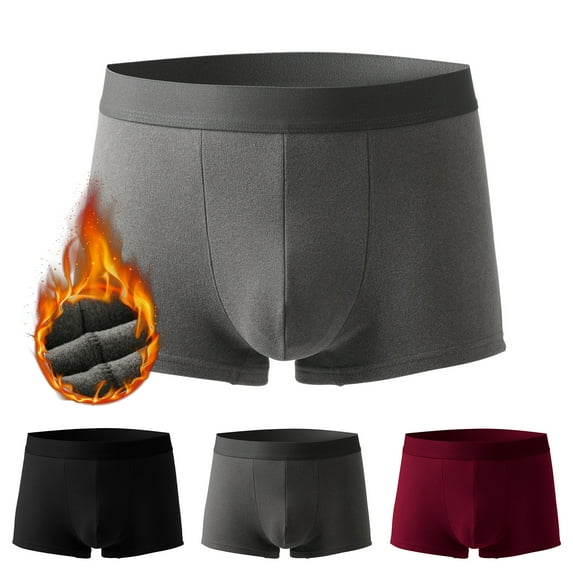 rygai Men Boxers U Convex Breathable Elastic Thin Loose Keep Warm Slimming Non-slip Winter Underpants for Daily Wear,Light Gray XL