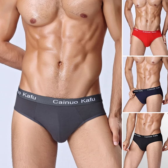 rygai Men Briefs Low Waist Elastic Breathable Soft Intimate Anti-septic Sweat Absorption Plus Size Men Underpants Men Clothing,Black,5XL