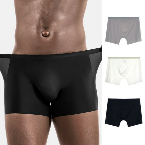 rygai Men Panties Thin Breathable Trace-less Detailed Raised Bag Protective Nylon Ice Silk Men Underwear Men Accessory,Black,3XL