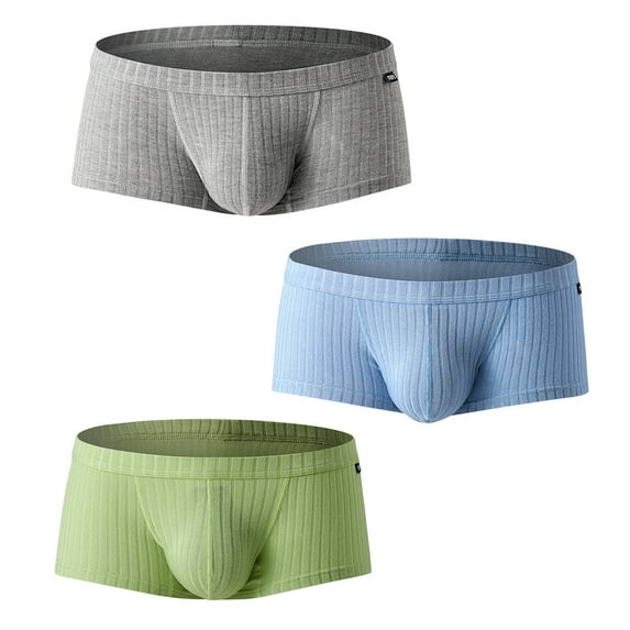rygai Men Panties U Convex Close Fit High Stretch Solid Color Wide Ribbing Sexy Low Waist Underpants Briefs Underwear for Bedroom,Blue,2XL
