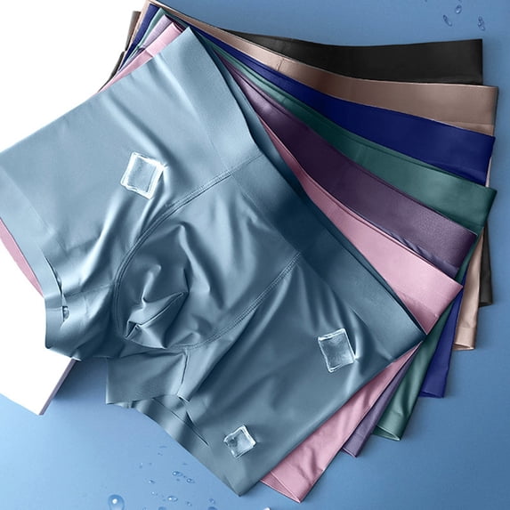 rygai Men Panties U Convex Stretchy Seamless Mid Waist Underwear Shorts Plus Size Anti Wrinkle Underpants for Bathroom,Purple L