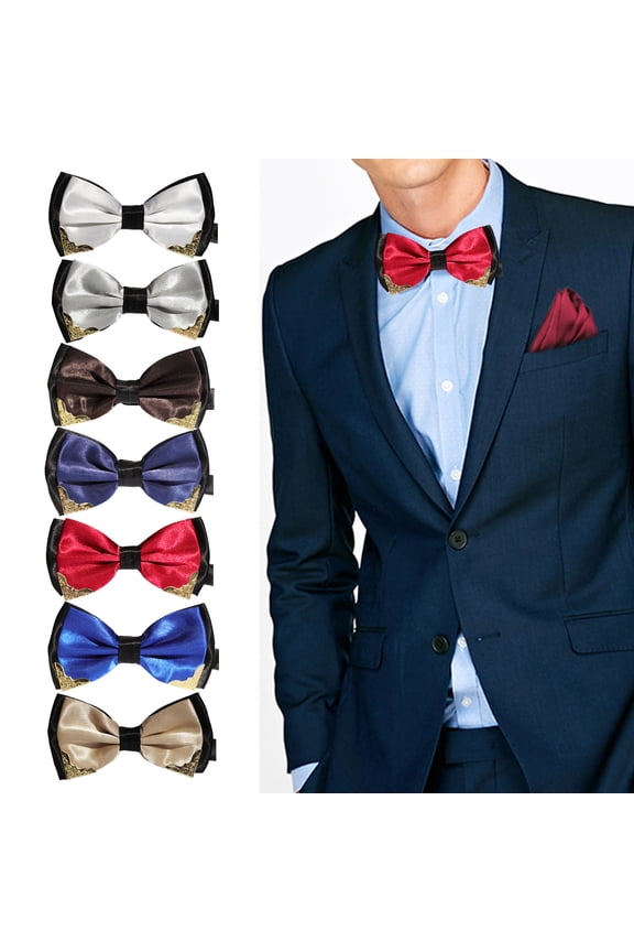 Men Tie Metal Corner Contrast Color Smooth Good Touch British Style Double Layer Groom Wedding Wear White