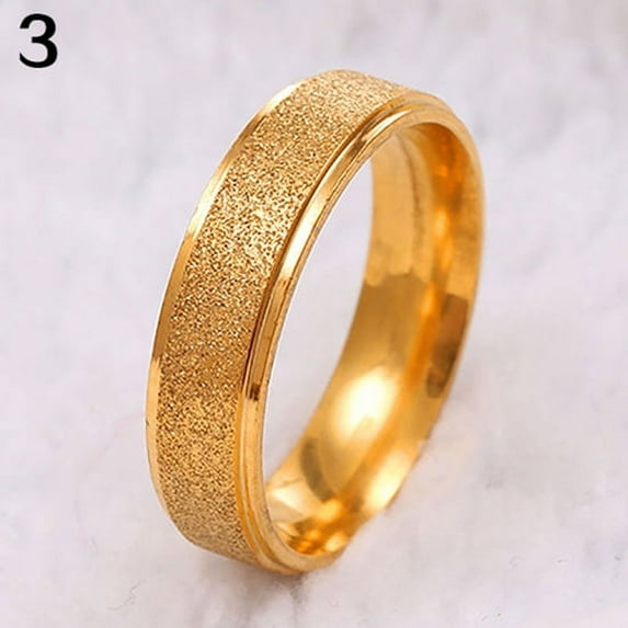 rygai Men Women Wedding Band Ring Stainless Steel Matte Ring Jewelry Couple Gift-Gold
