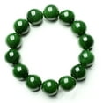 thumbnail image 1 of rygai Natural 10mm Dark Green Faux Jade Round Beads Stretchy Bangle Bracelet Gift,Green, 1 of 6