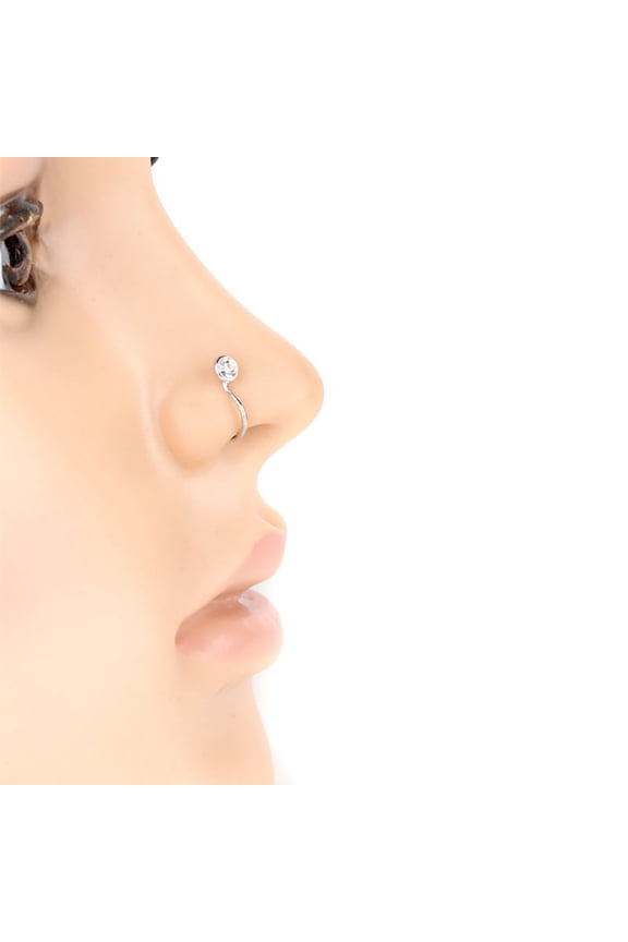 No-piercing Ear Lip Hoop Ring Women Chic Fake Nose Clip Jewelry-Silver