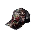 thumbnail image 1 of rygai Shiny Sequins Breathable Net Stitching Extended Brim Baseball Hat Sunscreen Bright Color Stage Sun Hat Fashion Accessories,Black, 1 of 8