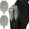 thumbnail image 1 of rygai Shoulder Epaulet Rhinestone Tassels DIY Men Women Shoulder Board Badge Brooch Business Suit Gift,Silver, 1 of 8