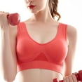 thumbnail image 1 of rygai Sports Bra Hollow Out Thin Padded Intimacy Comfortable Breathable Solid Color Breast Support U-shaped Back Women Bras Inner Wear Garment,Watermelon Red,2XL, 1 of 7