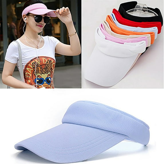 rygai Sunhat Adjustable Breathable Women Cotton Visor Cap for Tennis Pink