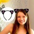 thumbnail image 1 of rygai Sweet Non-slip Flocking Cloth Club Headband Cute Butterflies Print Cat Ears Hair Hoop Hair Accessories,Black, 1 of 7