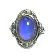 rygai Vintage Mood Changing Color Ring Adjustable Temperature Control Band-Silver