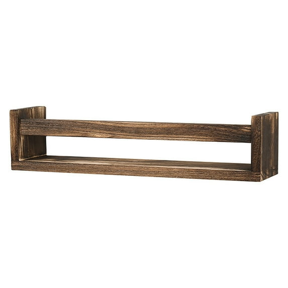 rygai Wall Storage Rack Punch-free Great Load Bearing Anti-slip Thick Wooden Baby Bookshelf Kitchen Seasoning Storage Holder Sundries Organizer