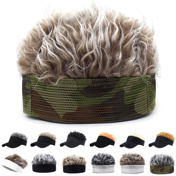 rygai Wig Hat Curved Brim Easy to Wear Comfortable Male Fake Hair Cap for Going Out