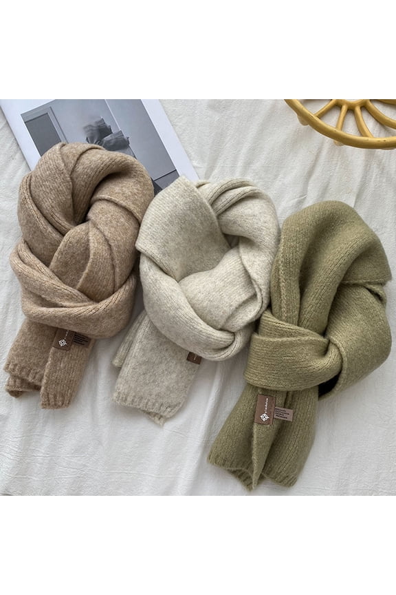 Winter Scarf Windproof Soft Thick Knitting Cozy Unisex Korean Style Men Scarf for Outdoor