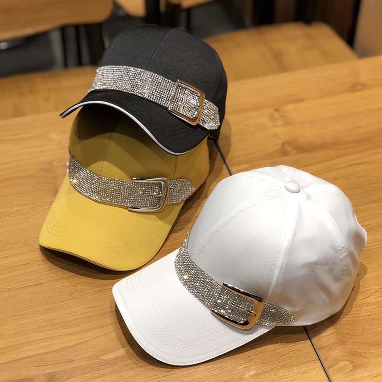 Bedazzled Summer Cap / black gold hat Gold Rhinestone Baseball Cap: Unisex Sparkly Bling Festival  main image 2