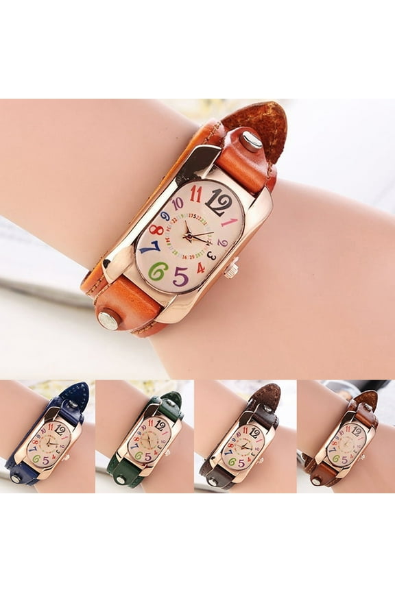 rygai Women Fashion Casual Faux Leather Strap Oblong Case Quartz Wrist Watch,White
