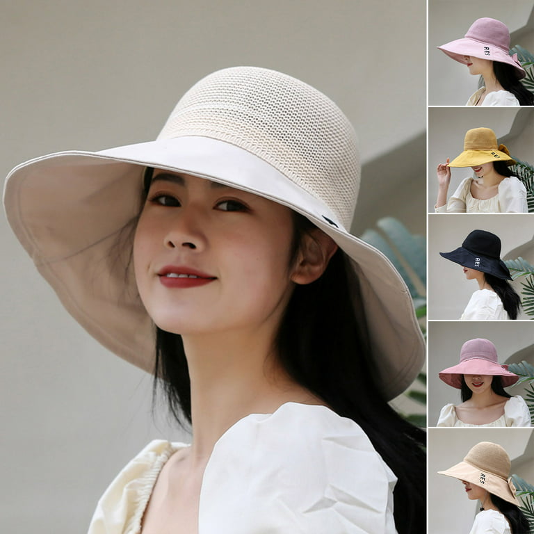 rygai Women Hats Foldable Lightweight Decorative Washable Space-saving  Breathable Good-looking Wide Brim Soft Sun Hat Daily Hat Khaki 