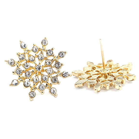 rygai Women Jewelry Elegant Rhinestones Snowflake Ear Studs Earrings Gift-Silver