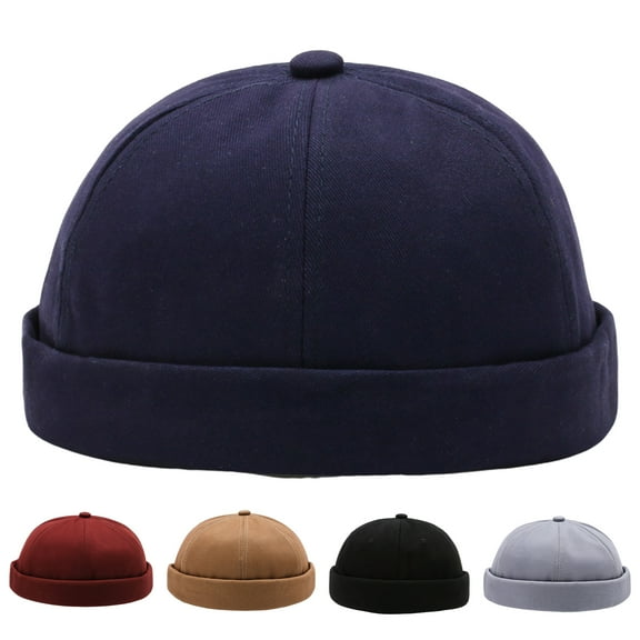 rygai Women Men Beanie Hat Round Solid Color Adjustable No Brim Breathable Decorative Hip Hop Street Dancer Skullcap Headwear,Black