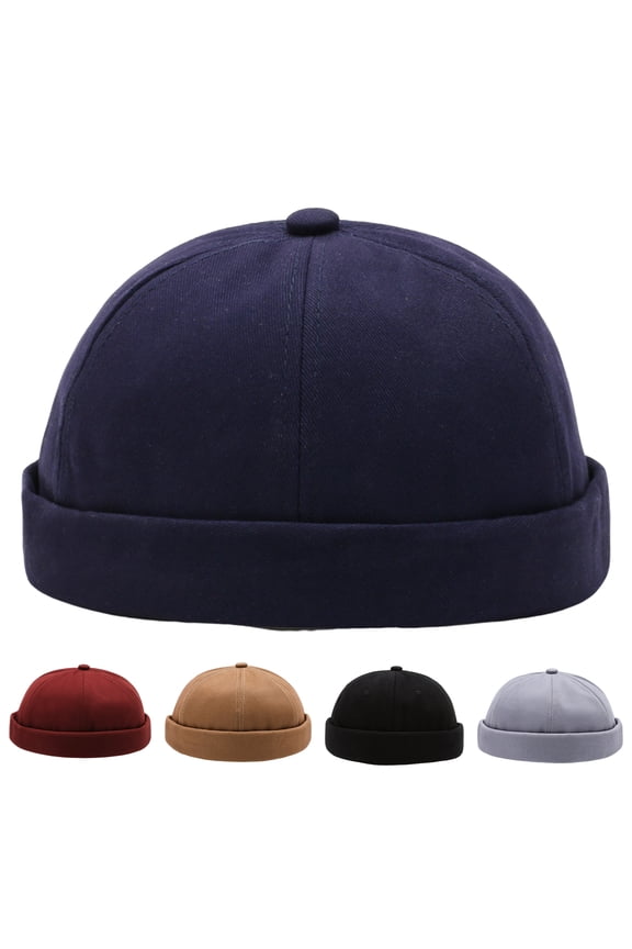 Women Men Beanie Hat Round Solid Color Adjustable No Brim Breathable Decorative Hip Hop Street Dancer Skullcap Headwear,Blue