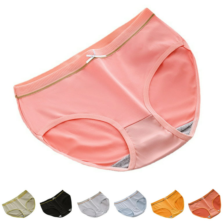 rygai Women Panties Solid Color Stretch Bow-knot Mid Waist Underwear Plus  Size Sexy Close Fit Underpants Briefs Women Clothes,Black,XL
