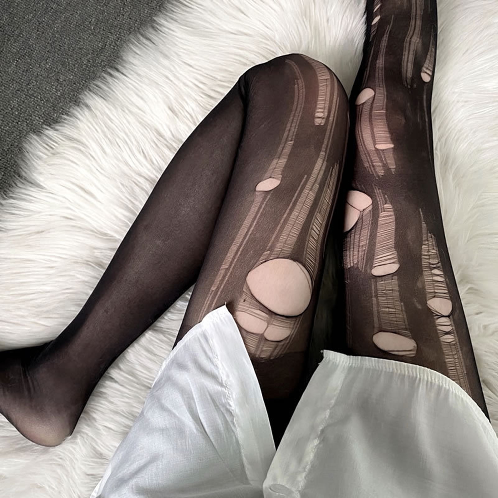 rygai Women Pantyhose Sheer Great Elasticity Hollow Out Solid Color ...