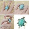thumbnail image 1 of rygai Women Turquoise Tortoise Pattern Blue Rhinestone Inlaid Finger Ring, 1 of 7