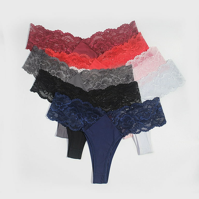 rygai Women Underpants Breathable Lace Triangle Shape Soft No Constraint See through Hollow Out Flower Embroidery Thin Lady Briefs for Inner