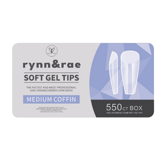 rynn&rae Nails Clear Soft Gel Full Cover Press On Nail Tips Coverage Fake False Nail Uñas Postizas 550ct Medium Coffin