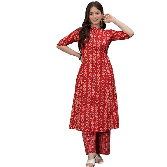 rytras Women A-Line Kurta Set with Palazzo Pants - Indian Ethnic Traditional Wear Kurta Set