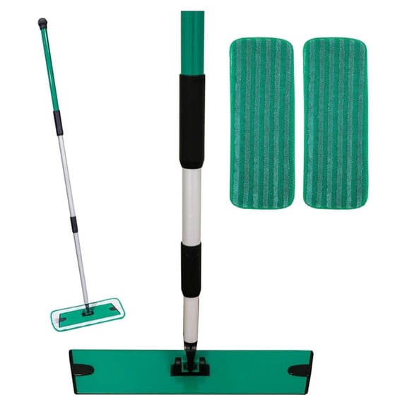 's 12" Mop with 2 Reusable Microfiber Pads | Bathroom or Kitchen | 360 Rotating Head | Machine Washable | Extending Pole