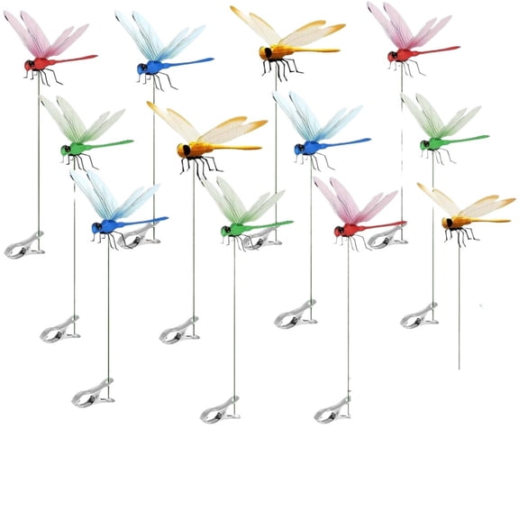 s 3D Dragonfly Clips Bug Repellent Decor Bird Fly Scare Devices for Indoor Outdoor Garden 12 Pack