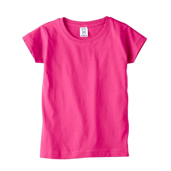 Rabbit Skins Toddler Girls' 100% Cotton Jersey Short Sleeve Tee, Hot Pink, 4T