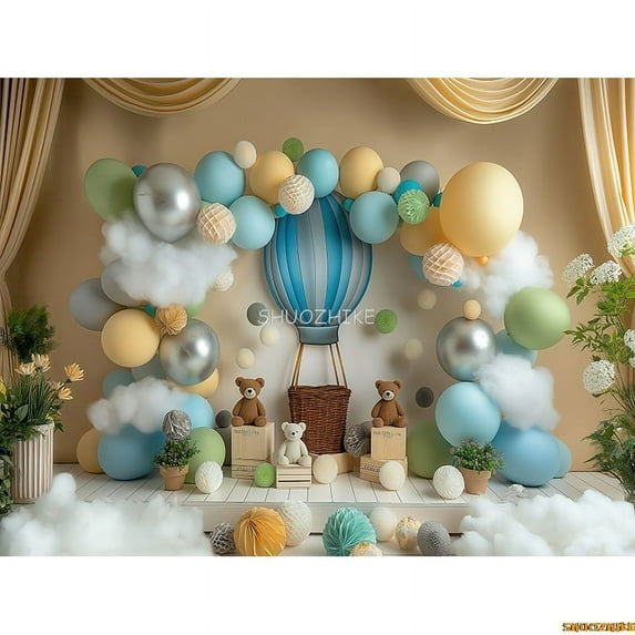 s Birthday Party Photography Backdrops Props Unicorn Colorful Balloons Arch Newborn Baby Photo Background Props DF-06