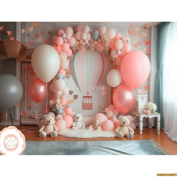 s Birthday Party Photography Backdrops Props Unicorn Colorful Balloons Arch Newborn Baby Photo Background Props DF-06